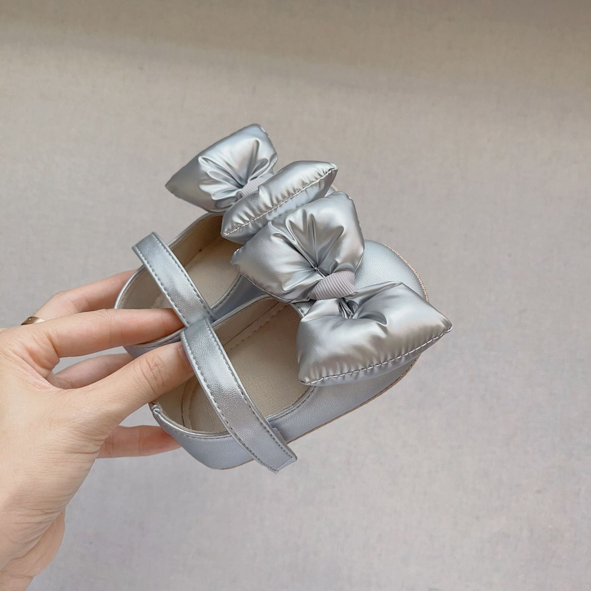 Autumn Baby Girl Butterfly Bow Attached Toddler Soft-Sole Anti-slip Walking Shoes